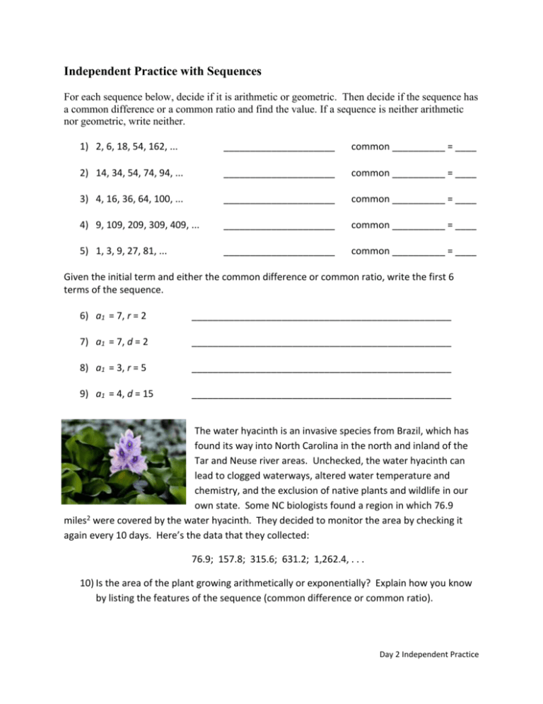 Independent Practice With Sequences