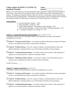 College Algebra B / Trigonometry A Standards Checker Sheet