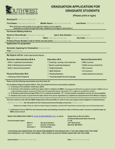 Application for Graduation - Southwest Minnesota State University