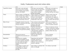 guilty Frankenstein Group Project rubric
