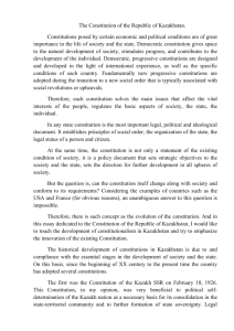 The Constitution of the Republic of Kazakhstan. Constitutions posed