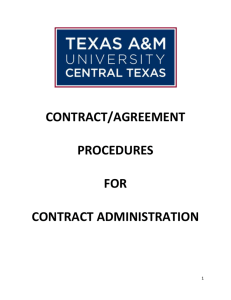 Contract/Agreement Procedures for Contract Administration