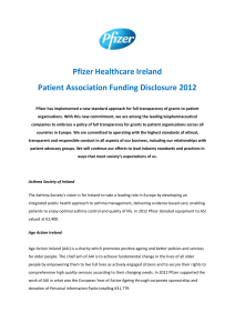 Pfizer Healthcare Ireland Patient Association Funding Disclosure 2012
