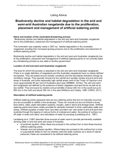 Listing Advice - Biodiversity decline and habitat degradation in the