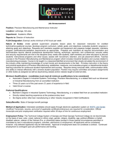 Job Announcement Position: Precision Manufacturing and