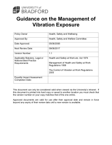 GUIDANCE ON THE MANAGEMENT OF VIBRATION EXPOSURE