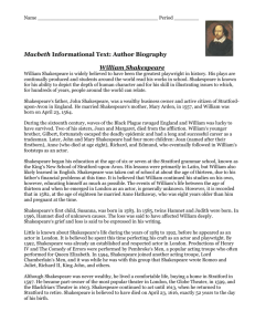 Macbeth Informational Text: Author Biography William