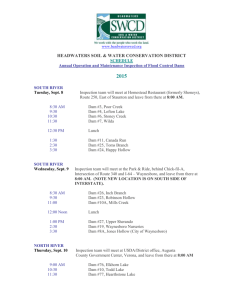 2015 Dam Inspection Schedule