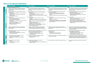Years 3*6 Literacy Indicators - Queensland Curriculum and