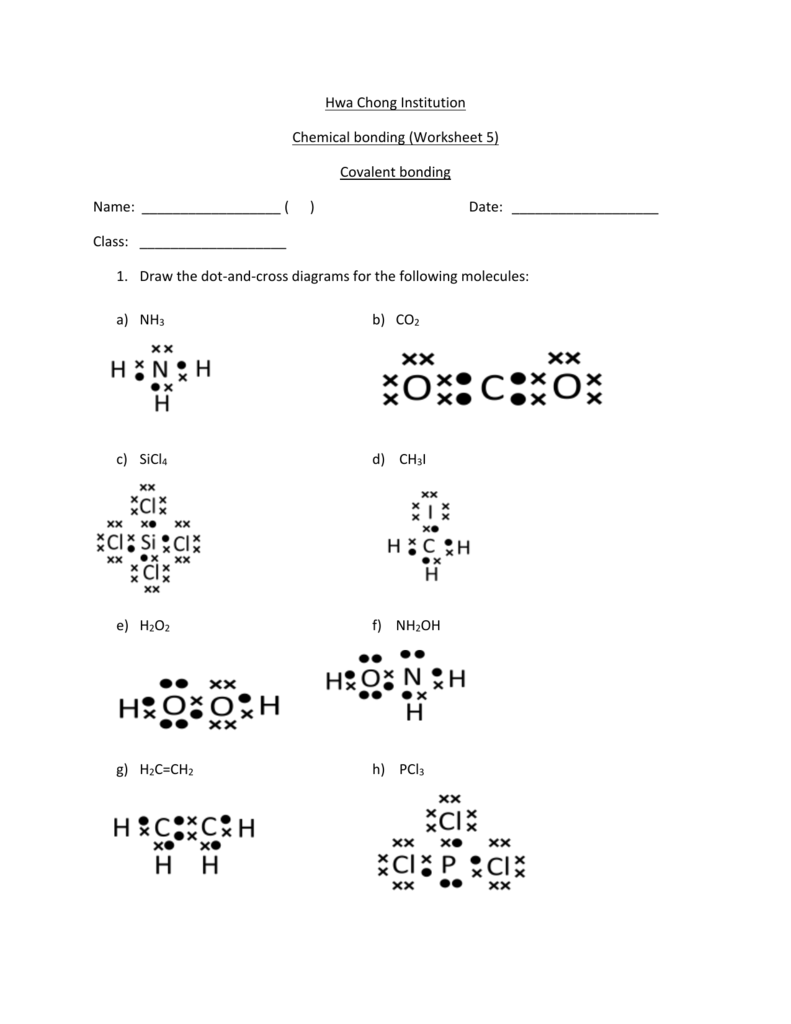 Chemical bonding worksheet 21 answer With Covalent Bonding Worksheet Answers