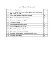 Table of Customer Requirements CR# Customer Requirement