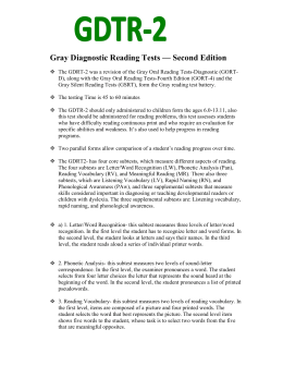 Ctopp Handout Gray Diagnostic Reading Tests Second Edition