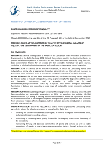 Draft HELCOM Recommendation on aquaculture_CLEAN 21