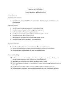 Cognitive Level of Analysis Practice Questions updated June 2011 8