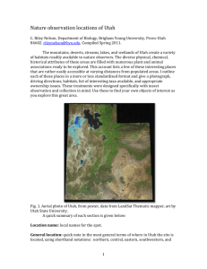 Nature observation locations of Utah - Nelson Lab