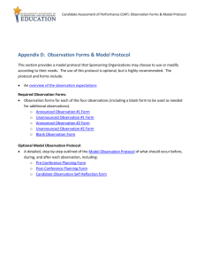 Appendix D: Observation Forms & Model Protocol