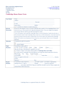 Cambridge House Donor Form