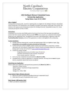 2015 Wolfpack Women`s Basketball Camp Scholarship Application