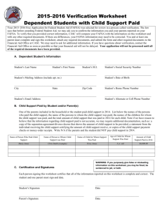 15-16 Dependent Verification Worksheet for Child Support Paid