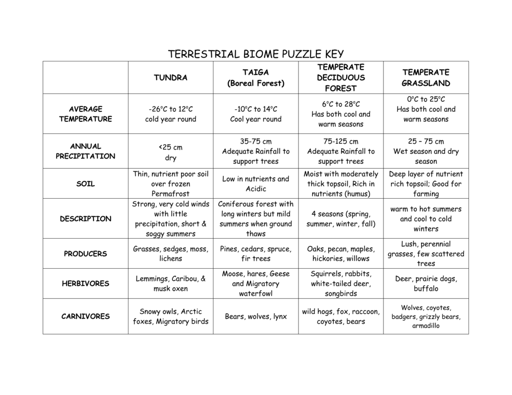 Biome Puzzle Key