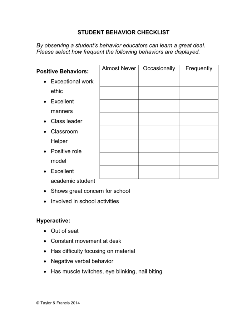 student-behavior-checklist