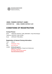 Conditions of Registration - Department of Planning, Transport and