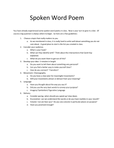 Spoken Word Poem You have already experienced some spoken