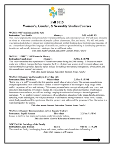Fall 2015 Women`s, Gender, & Sexuality Studies Courses