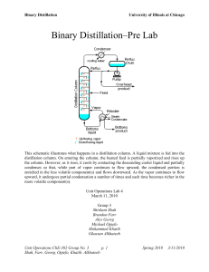 Binary Distillation University of Illinois at Chicago