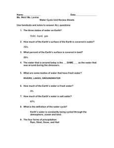 Water Cycle Review Sheet with Answers
