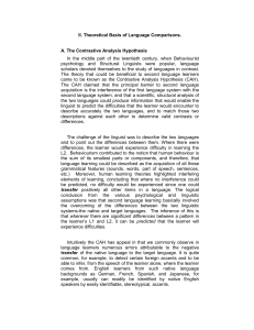 II. Theoretical Basis of Language Comparisons