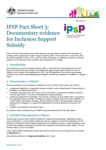 Documentary evidence for Inclusion Support Subsidy