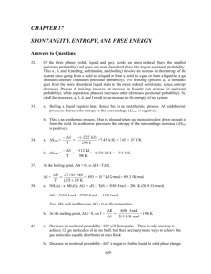 CHAPTER 17 SPONTANEITY, ENTROPY, AND