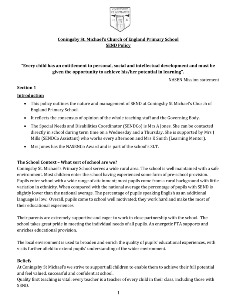 SPECIAL EDUCATIONAL NEEDS POLICY