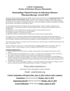 Call for Nominations Society of Infectious Diseases Pharmacists