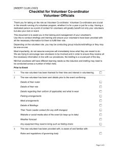 Checklist for Volunteer Coordinators