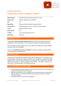 position description multicultural men`s program worker Award