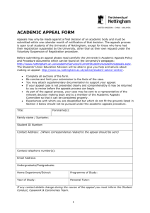 Appeal Form - University of Nottingham