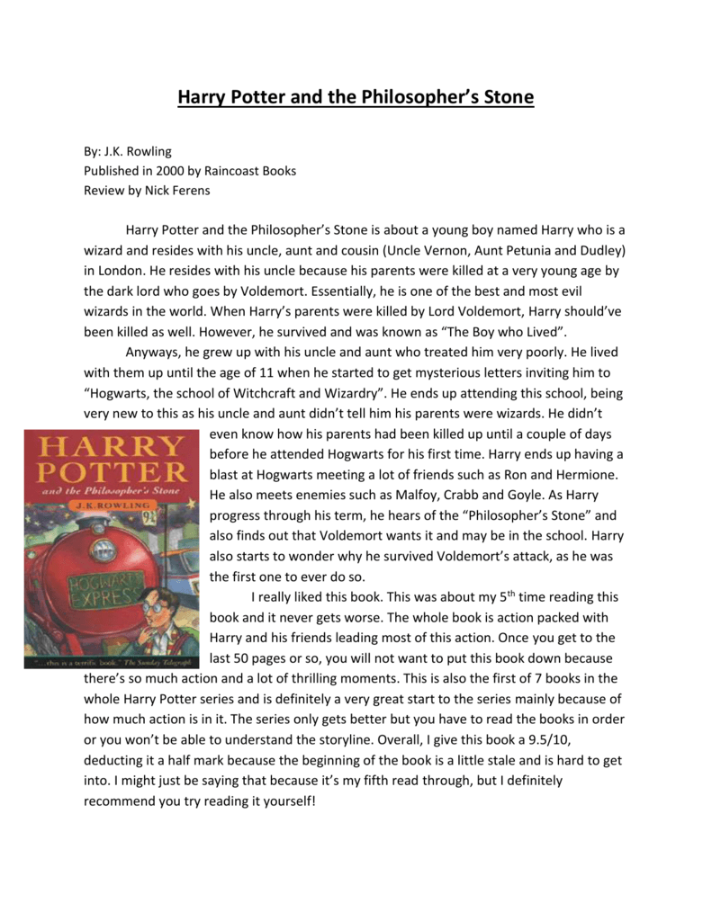 harry potter book review in short