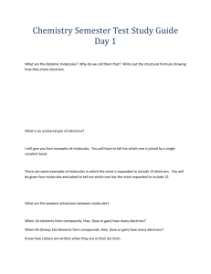 Chemistry Semester Test Study Guide Day 1 What are the diatomic