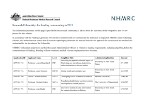 Research Fellowships for funding commencing in 2013