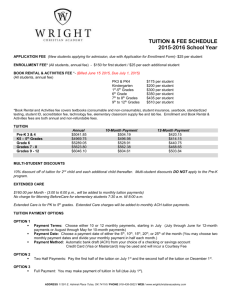 WCA Tuition & Fee Schedule