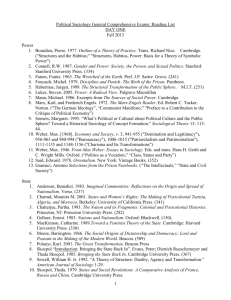 Political Sociology General Comprehensive Exams: Reading List