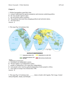 Human Geography - Clicker QuestionsJeff Lash Chapter 8 1