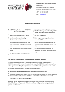MQ checklist for Clinical trials and HREC
