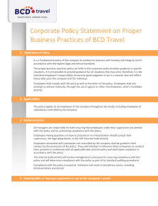 Corporate Policy Statement on Proper Business Practices of BCD