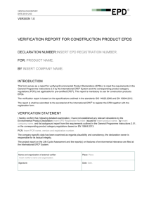 verification report for construction product EPDs