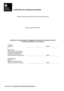 Authority form disposal schedule