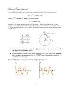 1.1 Review of Complex Exponentials. A sinusoidal function can be