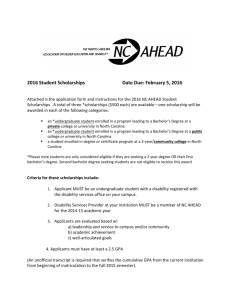 2016 Student Scholarship from NC AHEAD